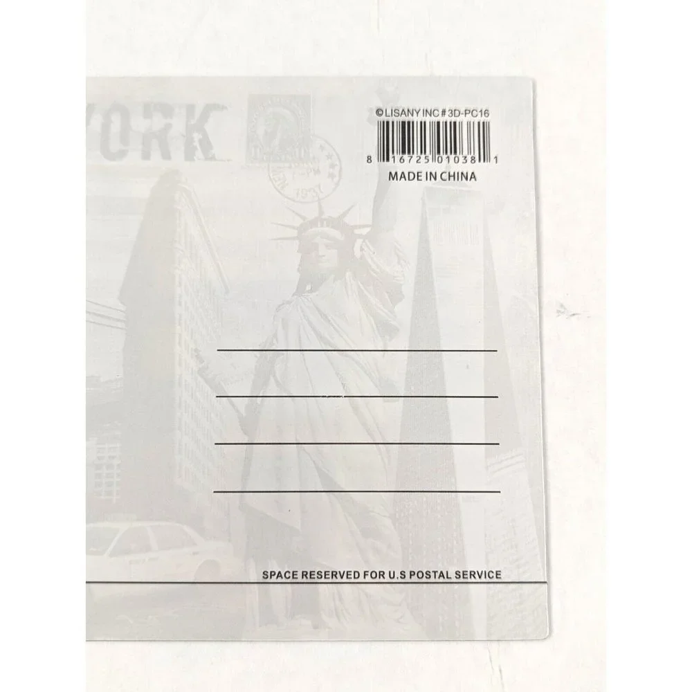 New York City Statue Of Liberty 3-D 3D‎ Postcard Unposted Taxi Brooklyn Bridge